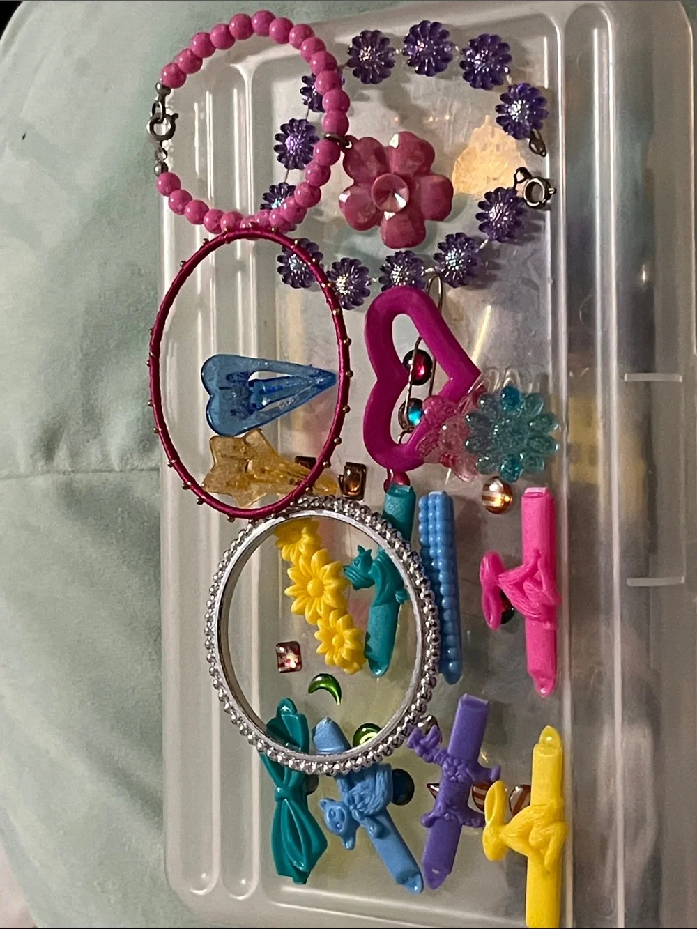 Vintage Kids Hair Accessories Set - Pink, Yellow, Blue, Purple, Teal